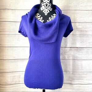 Apt. 9 Purple Cowl Neck Sweater Short Sleeves Fitted Size XS